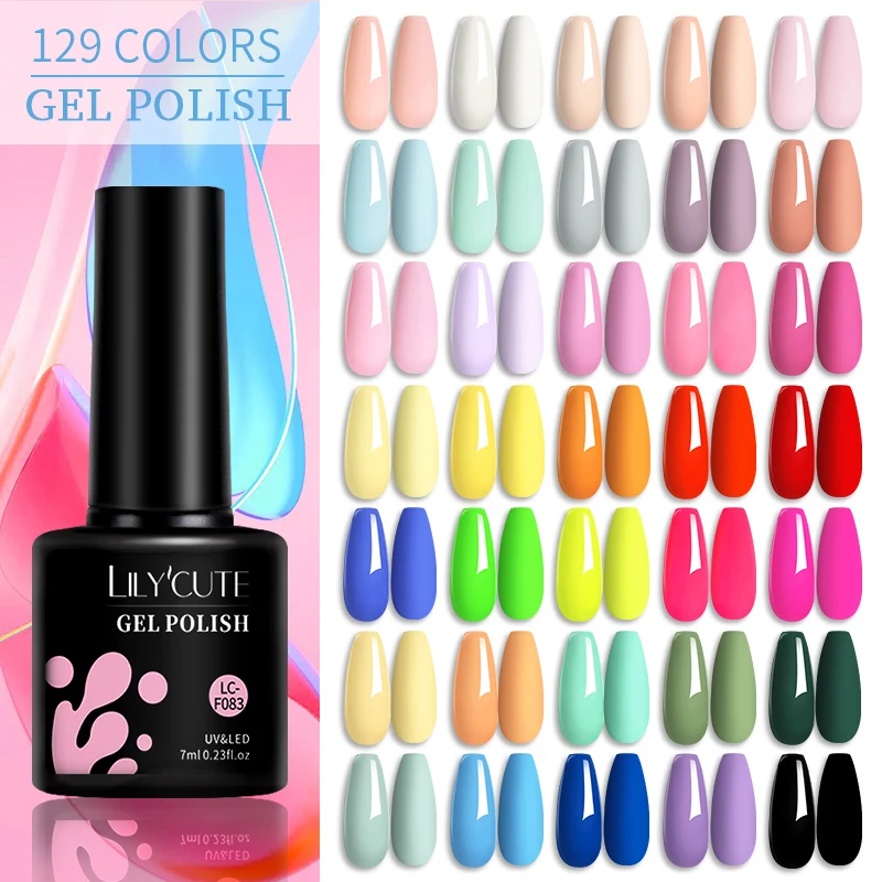 

LILYCUTE 184 Colors 7ML Nail Gel Polish Nail Supplies Semi Permanent Soak Off LED UV Gel Nail Varnishes