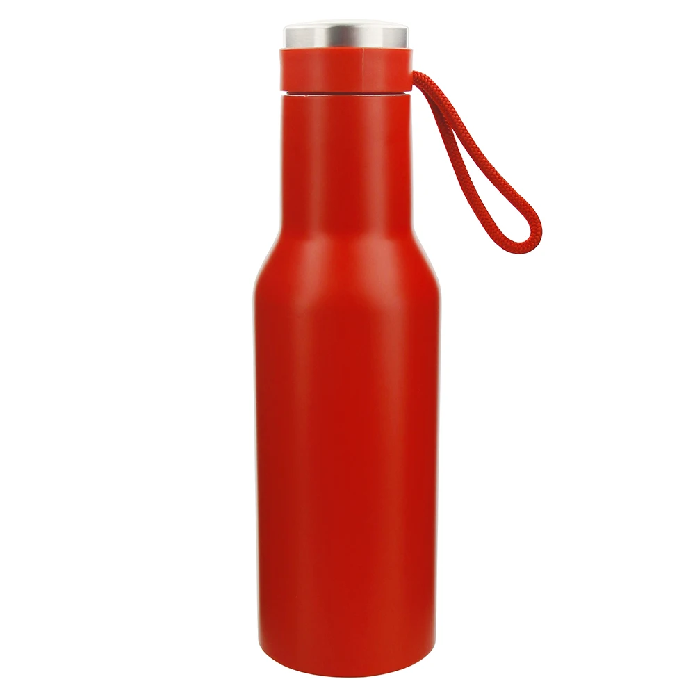 

New private label vacuum sports kids double wall insulated metal hot and cold water bottle stainless steel with silicone handle, Customized color