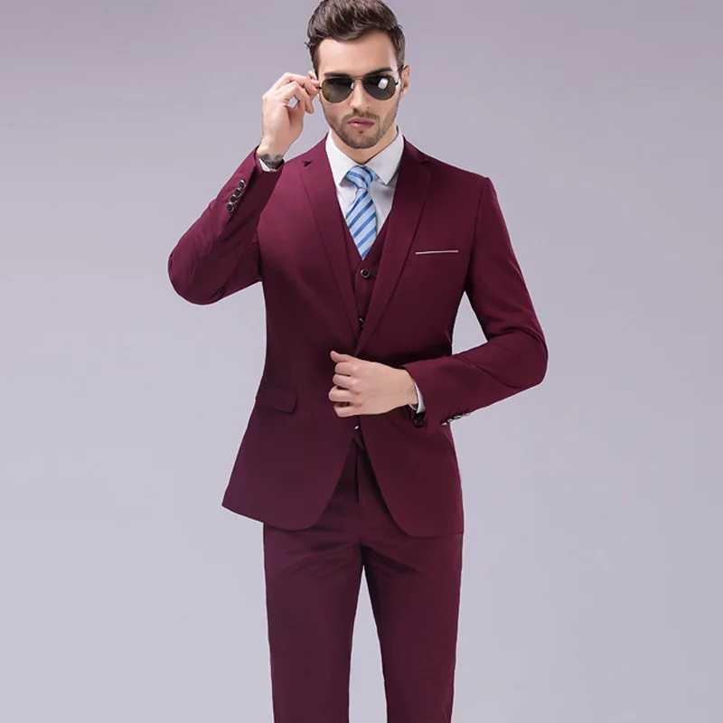 

S0104A High quality new fashion 3 Piece Suit set business professional formal Wedding wear tuxedos Men's Suits, Customized color