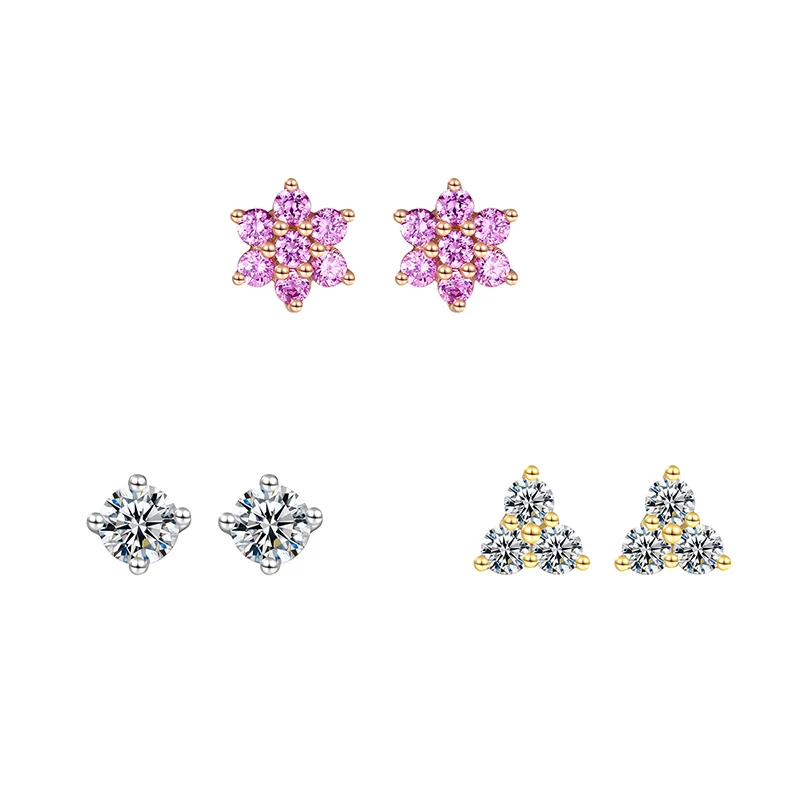 

CZCITY Trending Fashionable Earrings for Women Three Stud Girl Earing Sets