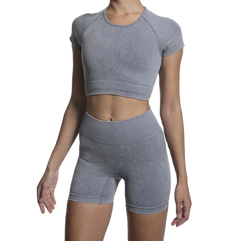 

Pt Sports new craft apparel two pieces seamless set T-shirts and shorts women gym yoga wear workout running sports clothes, As picture