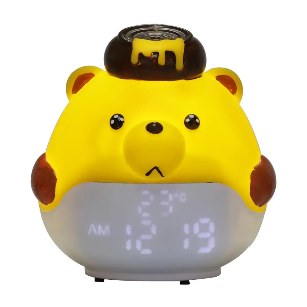 

Amazon Hot Selling Animal Silicone Alarm Clock Night Light Cartoon Plastic Gift Bedside Alarm Clock, White, yellow, blue, pink or customized