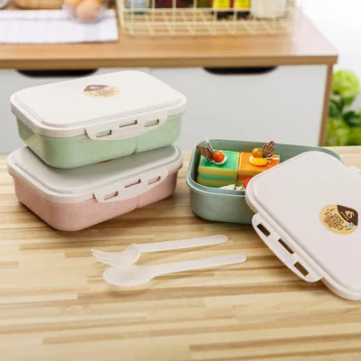 

Square Compartment Fresh-keeping Box Set Refrigerator Storage Sealed Box Lid Lunch Box With Spoon And Fork