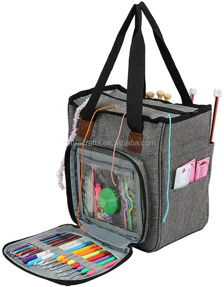 

Blue Yarn Storage Bag Large Capacity Portable Yarn Tote Bag Crochet Organizer