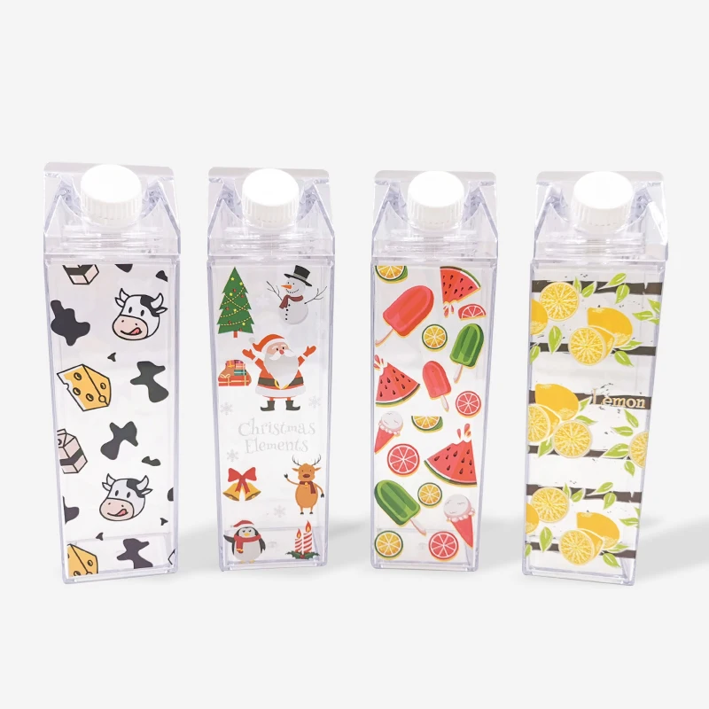 

2021 Best Selling 500ml BPA free acrylic plastic clear carton transparent milk water bottle