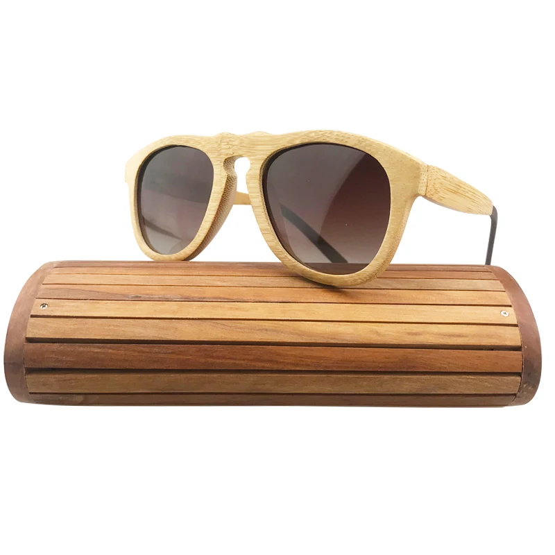 

Trendy Wayyfarer Sunglasses Wooden Polarized Sun Glasses Bamboo Frame Eyeglass Fashion