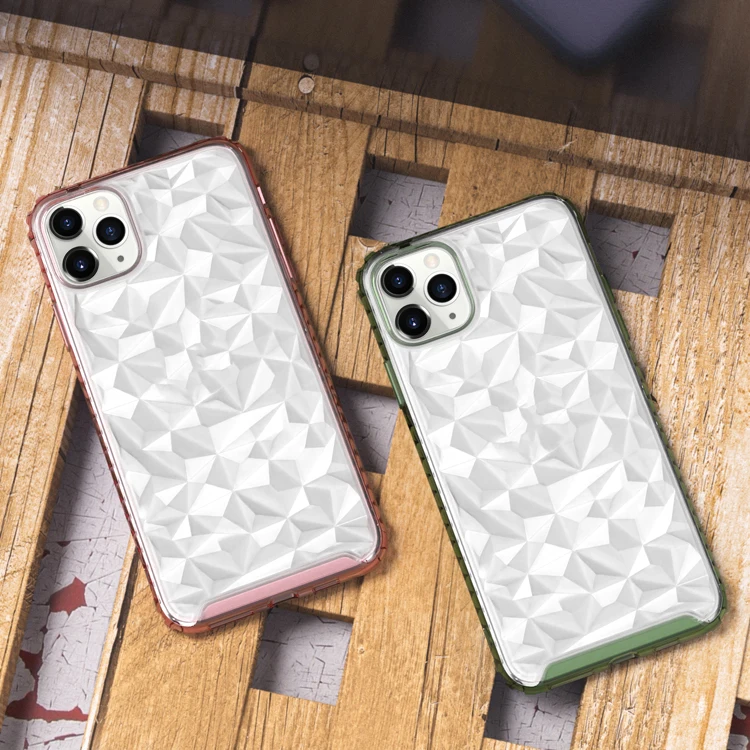 

Fashion military grade diamond grain shockproof bumper transparent hard pc phone cover case for xiaomi redmi note 7 pro note7