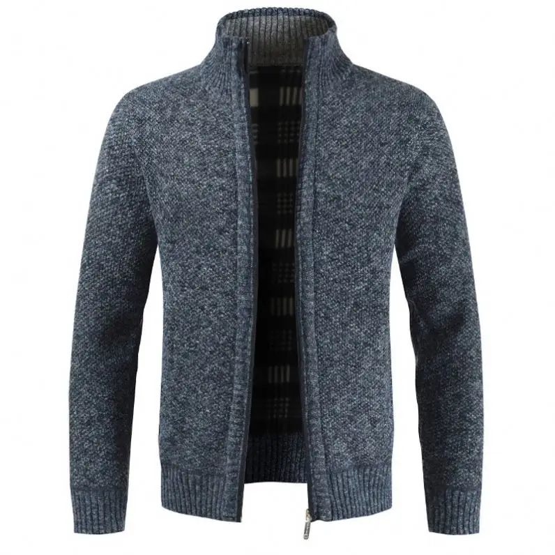 

High Quality Custom Thick Cashmere Knitted Men's Sweaters Cardigan Wool Winter Zipper Knitting Sweater For Men, Customizable