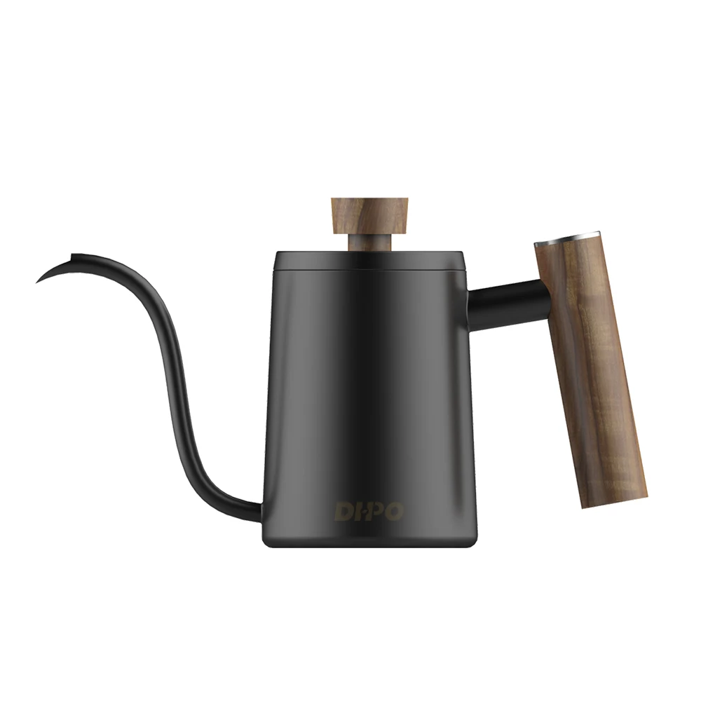 

DHPO New Arrival 304 Stainless Steel Coffee Kettle with Walnut Wood Gooseneck Pour Over Coffee Kettle for Household, Customized