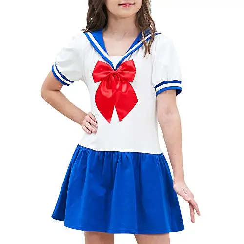 

Girls dress cartoon sailor school uniform navy uniform size 6-14