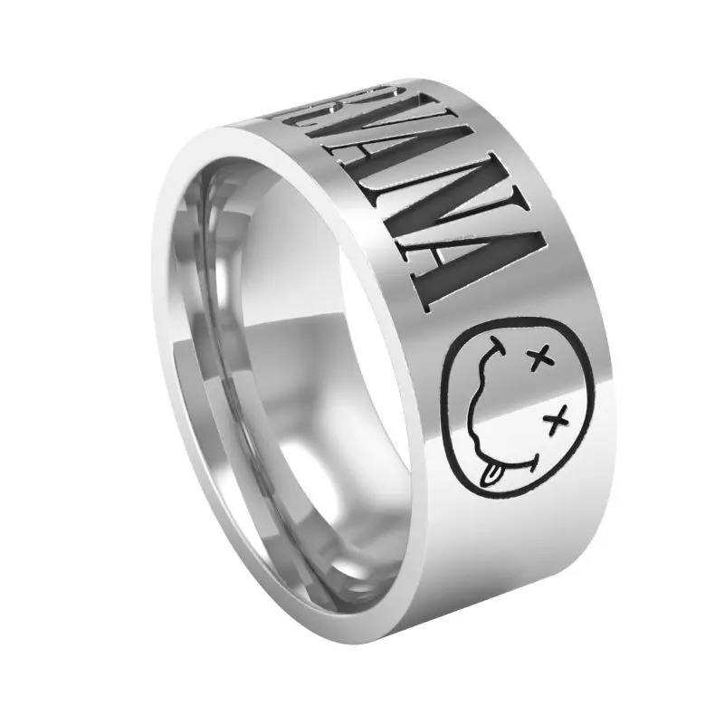 

8mm Glossy Finger Ring Nirvana Band Titanium Steel Trendy Men's Titanium Steel Finger Ring