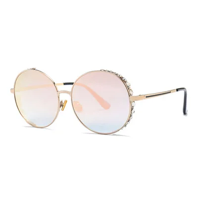 

2021 Fashion Custom All-Match Street Photography Diamond-Studded Round Metal Sunglasses Sun Glasses