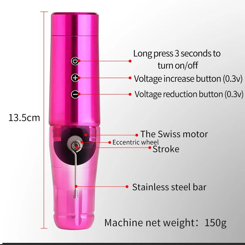 

Wireless Tattoo Pen Rotary Machine Gun Digital Display Tattoo Kit Permanent Makeup Pen Motor Needle Cartridges