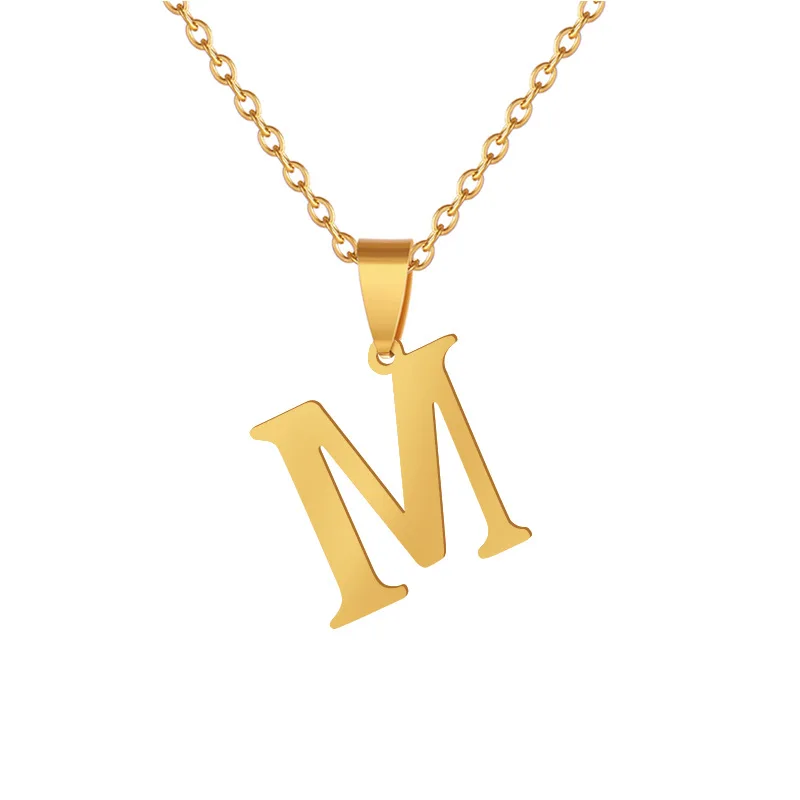 

VRIUA Real Gold Plated A To Z Stainless Steel 26 Letters Initial Necklace For Women Alphabet Necklaces Pendants Friends Necklace, Gold sliver