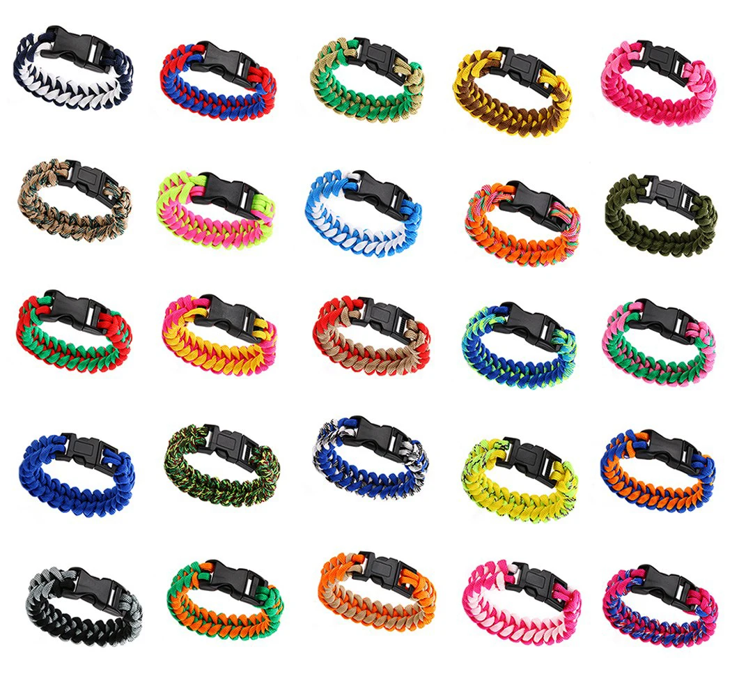 

Outdoor Emergency Survival Rope Paracord Bracelet Handmade For Camping Hiking Accessories, 70 colors have stock(customizable color)