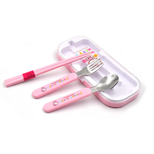 

stainless steel spoon fork chopsticks babies first cutlery set