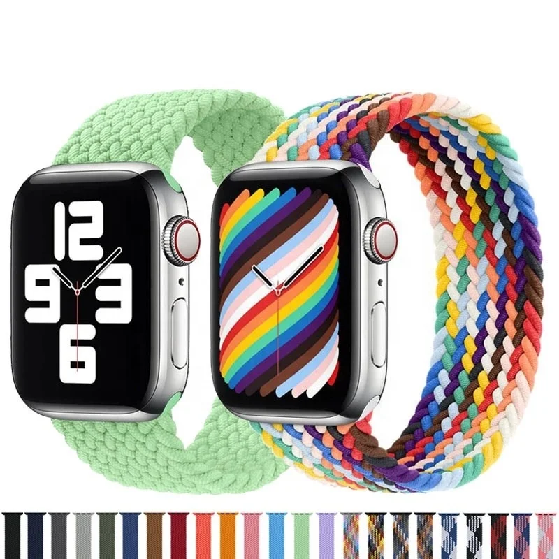 

Nylon Braided Solo Loop Strap For Apple Watch 6 Se 5 Band 44mm 40mm 38mm 42mm Elastic Belt Bracelet for iWatch Series 54321, 34colors