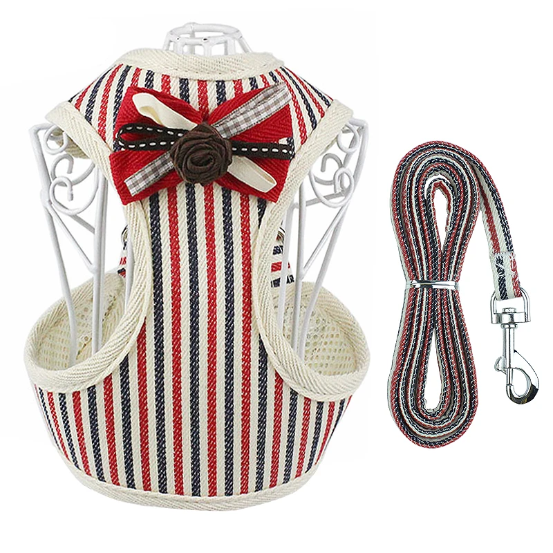 

Dropshipping Stripe design Fashions harness Leash Comfortable pet Dog harness, Red stripes/ gray stripes