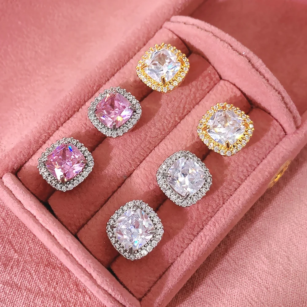 

CZ Earrings18K Gold Plated Jewelry aretes de mujer Diamond Korean Stud Earrings