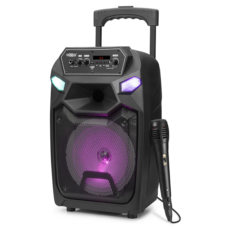 

Gsou 20w 8" Inch LED light Trolley Speaker Portable Trolley Speaker Audio Player FM Karaoke Speaker