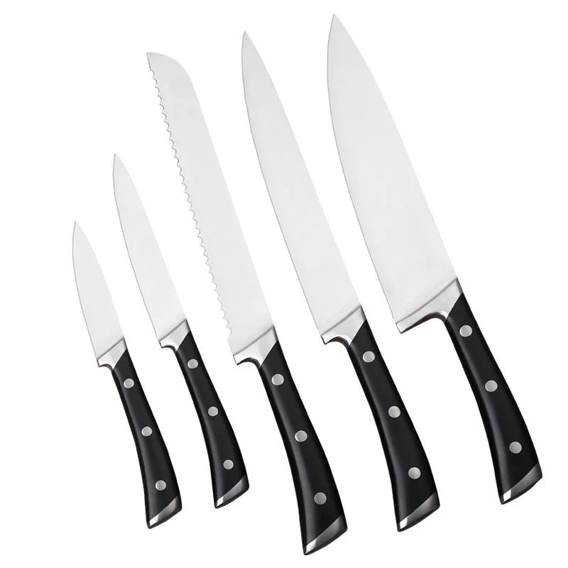 

Food Safe Chef 5pcs Santoku Knife set stainless steel Pakka wooden 430 black handle Kitchen Knife Set