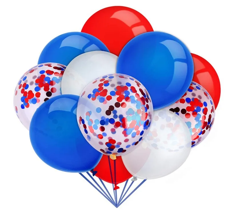 

Cross border hot 12 inch American Independence Day latex balloon red blue and white sequined balloon set