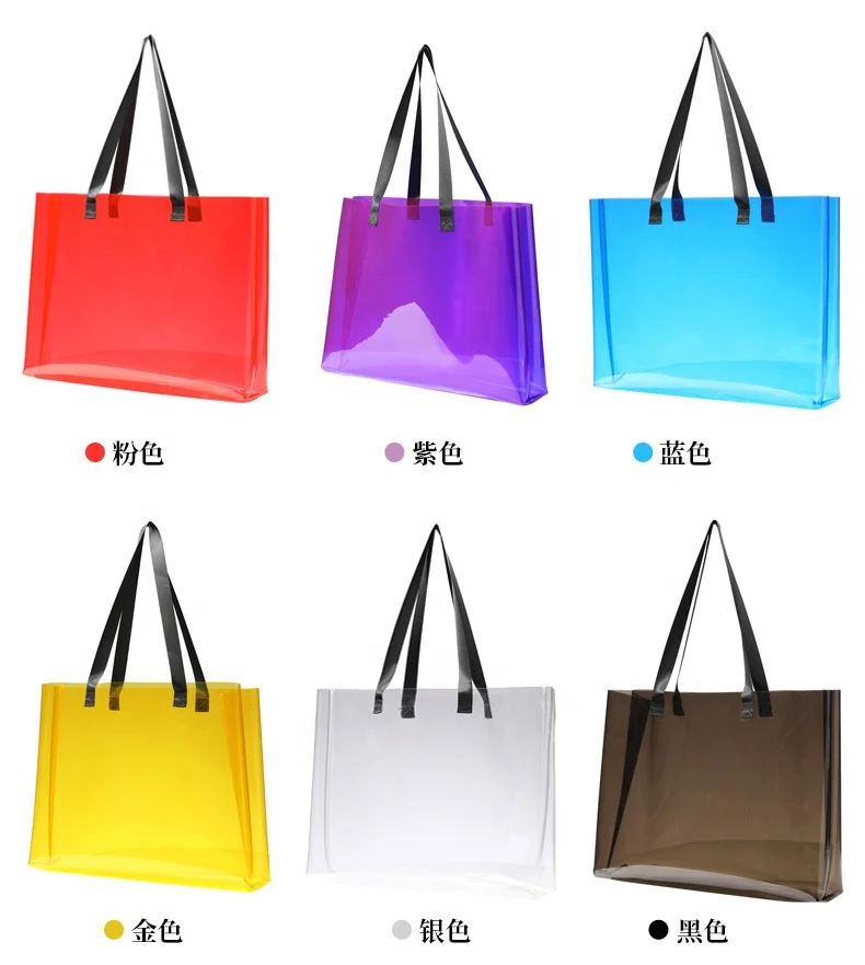 

PVC Tote shopping Bag Plastic Transparent Jelly Bag One-shoulder Color Gift Bag