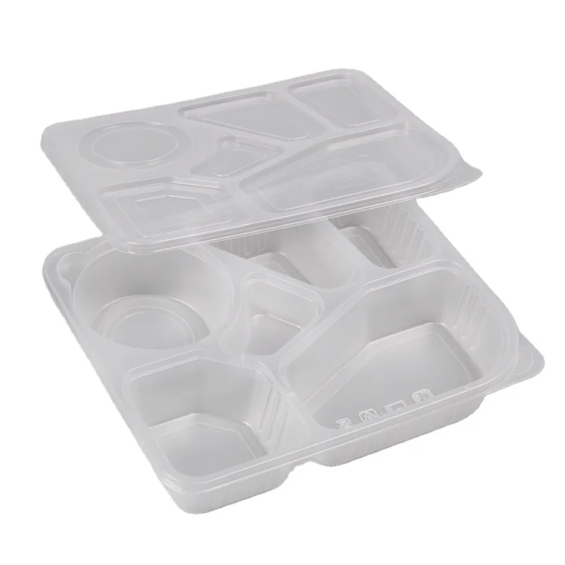 Free eco-friendly  microwave safe black 3 compartment takeaway plastic food container with clear lid