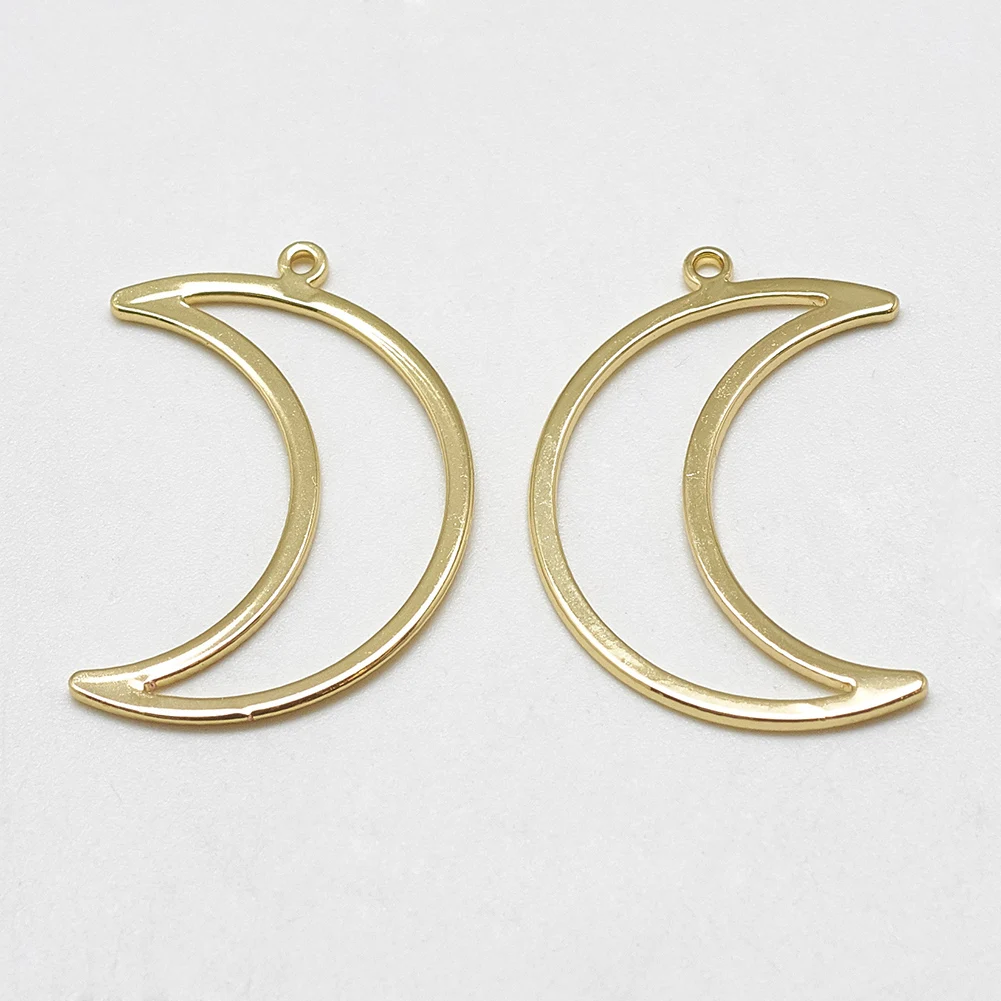 

PandaHall Moon Brass Real Gold Plated Pendants Open Back Bezel