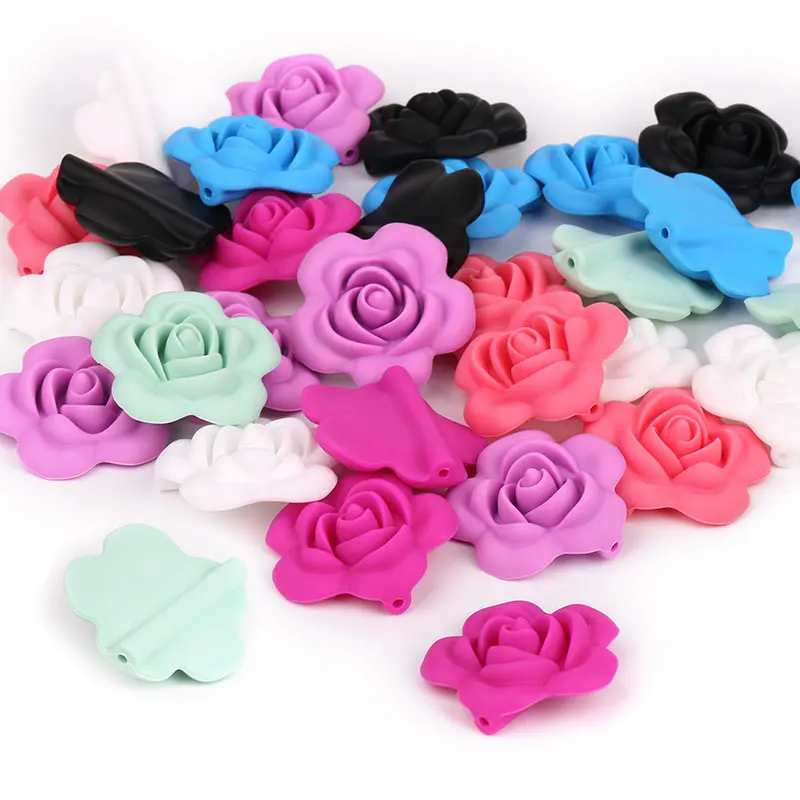 

Wholesale Food Grade Silicone Rose Beads, Flower Silicone Bead, Flower Shape Beads Silicone, Mixed colors