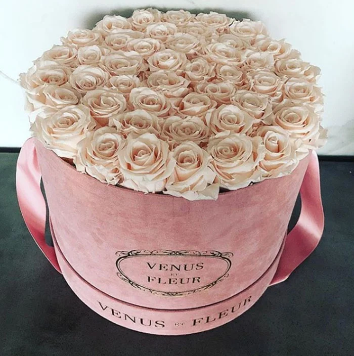 Luxury Pink Suede Round Cardboard Box Velvet Flower Rose Boxes Buy