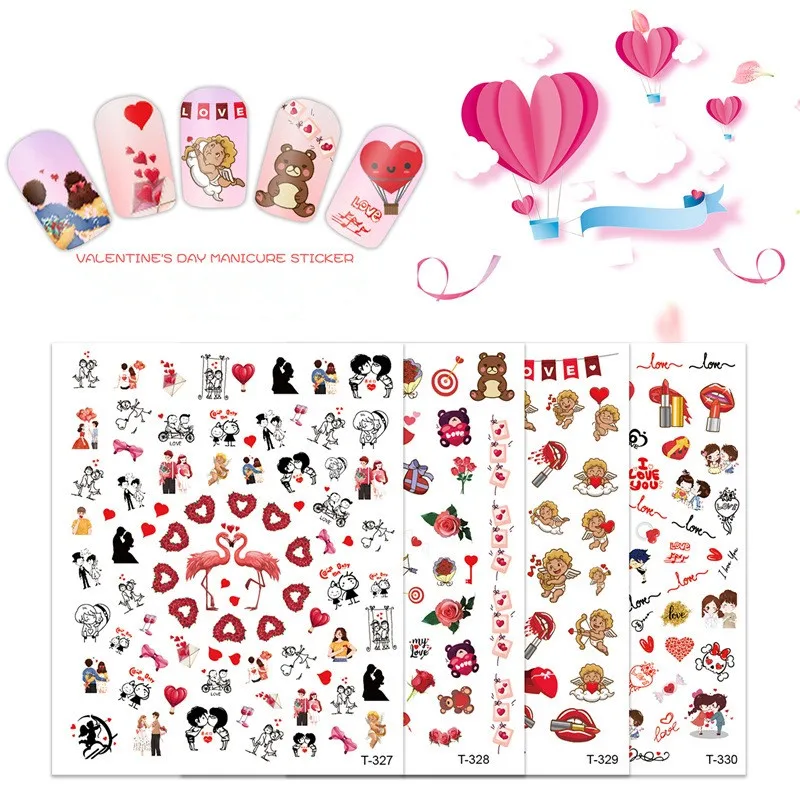 

Top high quality valentine sticker decorations red rose new design valentine's day nail art stickers for nails suppliers