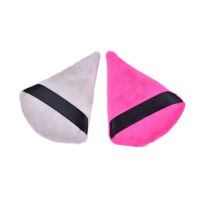 

YDM 2pcs Triangle Velvet Powder Cosmetic Puff Mini Beauty Sponge Bigger In Wet Foundation Makeup Puff Tools, Customized