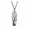 Top Plaza Natural Raw Stone Healing Crystal Gemstone Necklace Bronze Tree of Life Wire Wrapped Clear Quartz Point Pendant for Wo