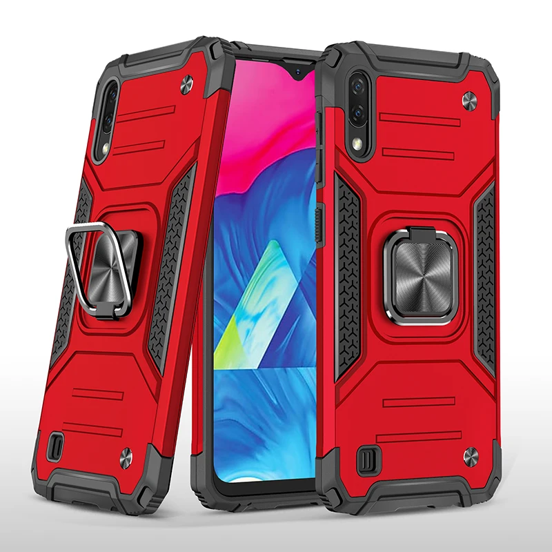 

Cell Phone Case For Samsung Galaxy A10 A10E A10S Cover Hybride Armor Shell With Metal Ring Military Shockproof Camerra Protector