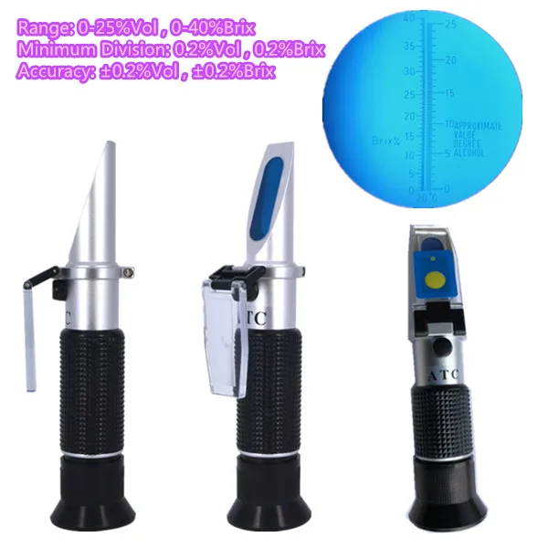 Brix Meter Grape Alcohol Wine Refractometer Atc Digital Vol 040 With