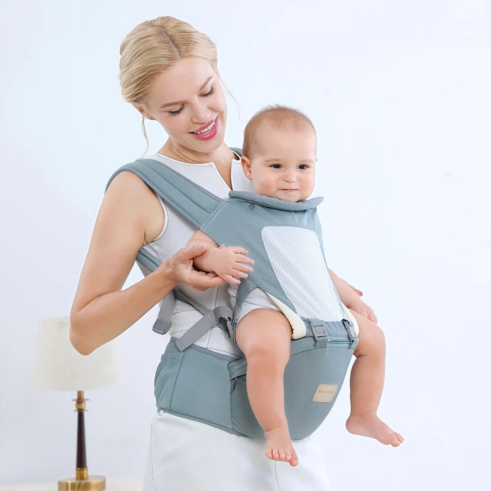 

Baby Carrier with Adjustable Hip Seat Baby Wrap Carrier with Hood Soft & Breathable Backpack Front and Back for Infants