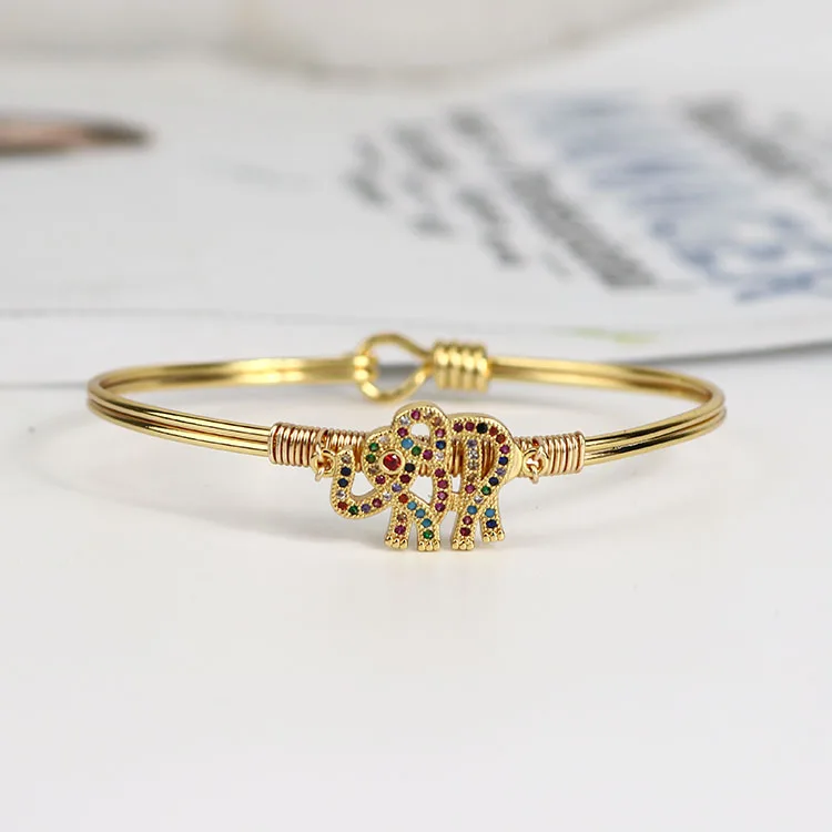 

BA1029 Fashion Women Jewelry Gold plated Diamond CZ Micro Pave Elephant Ladies Bangles