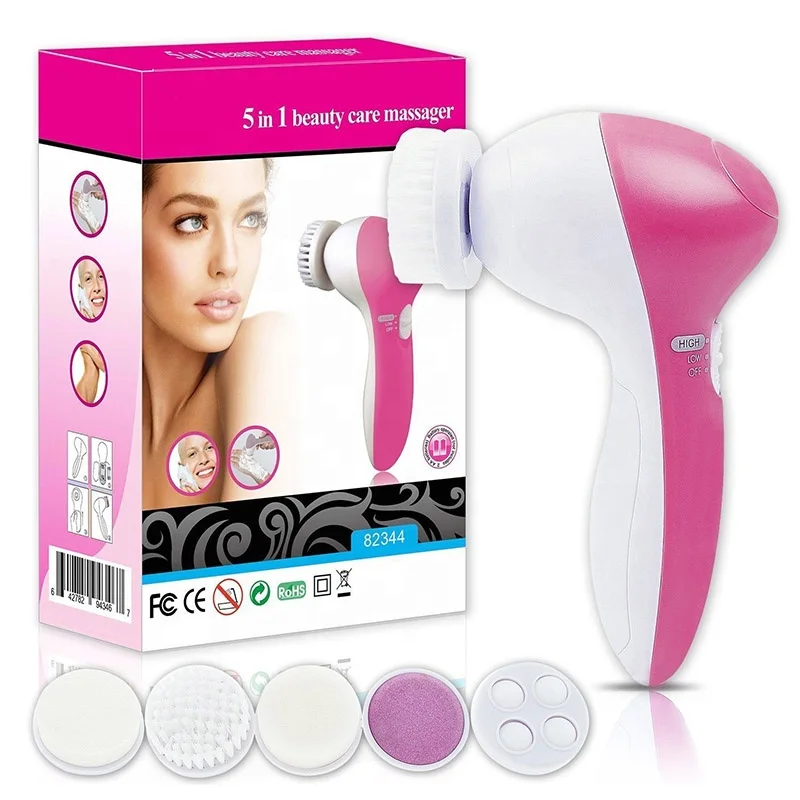 

5 in 1beauty care massager Professional face cleansing brush Electric facial cleansing brush face brush electric, Pink