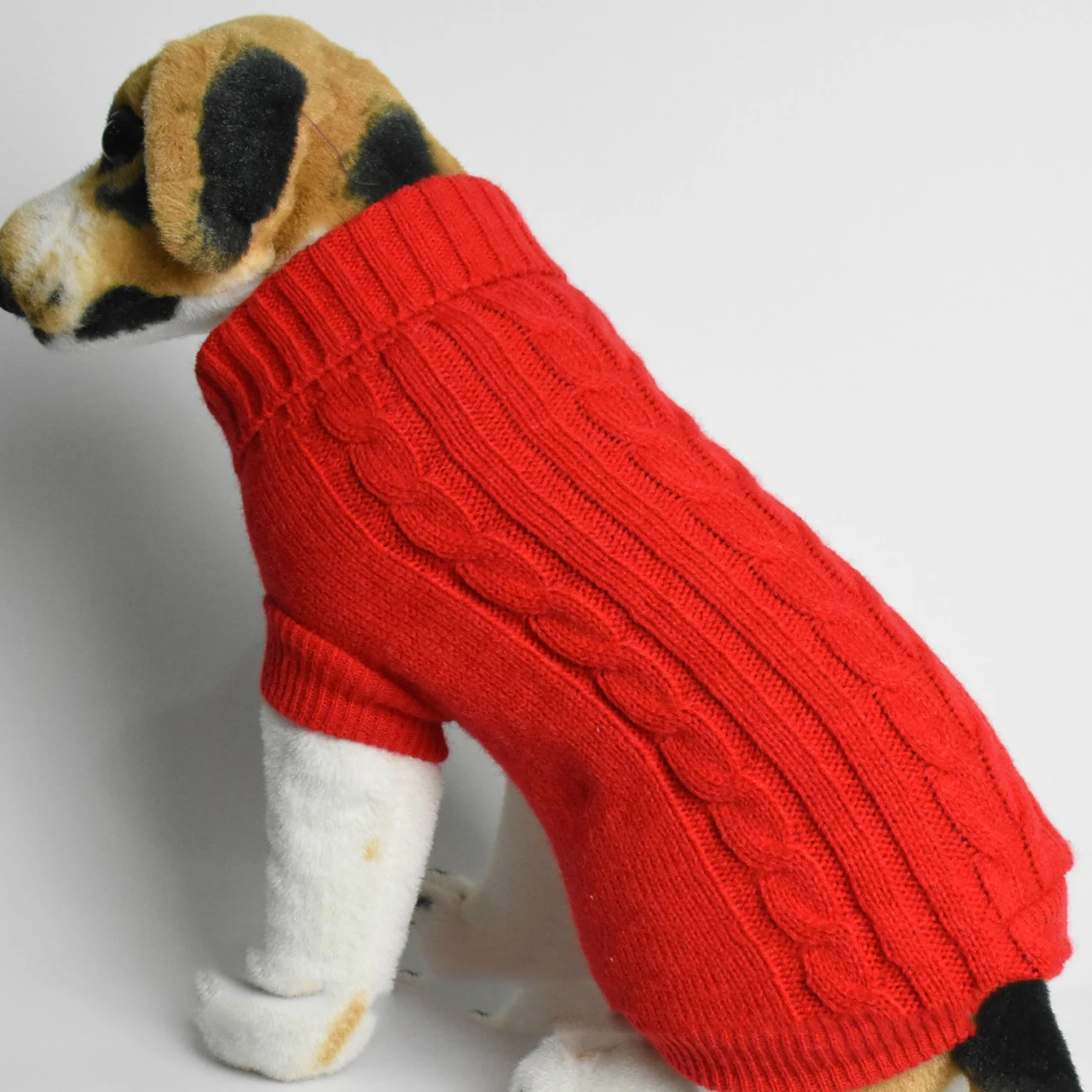 

2021 Pure Color Fashion Designer Classic Heavy Gauge Cable Pet Knit Jumper Dog Sweater