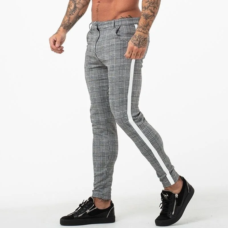 trousers with white side stripe