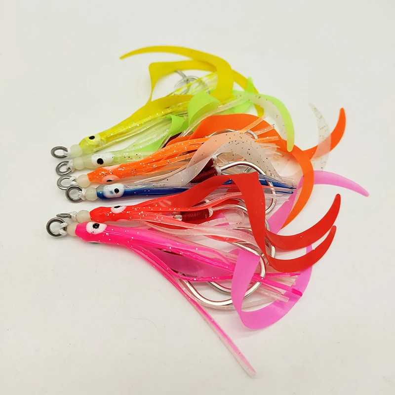 

Glow Octopus Squid Skirts Jigs slow jigging hook With silicone tie for metal jig, Picture