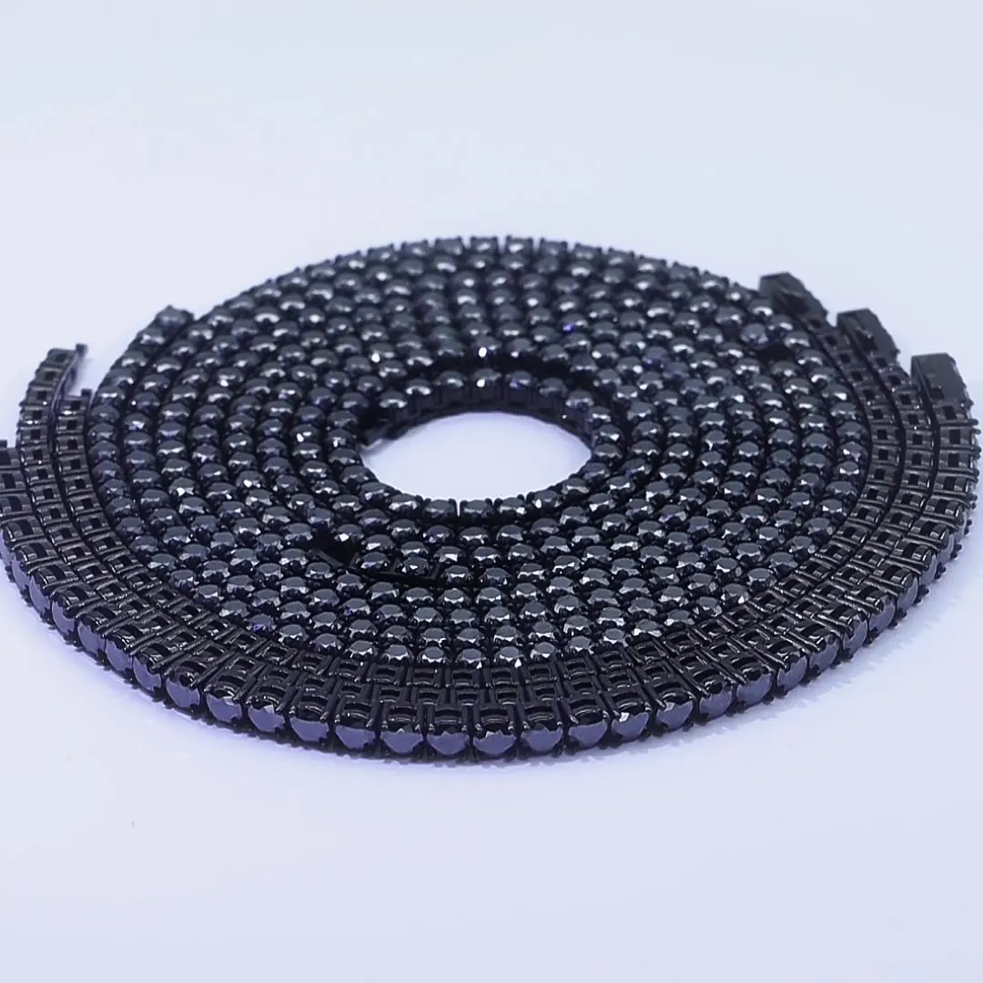 Custom Fine Jewelry 4mm 5mm VVS Moissanite Tennis Chain Bracelets Stainless Steel Black Moissanite Tennis Bracelet