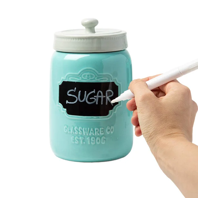 
Food storage jar with bamboo lid,kitchen storage container,3pc ceramic blackboard canister sets 