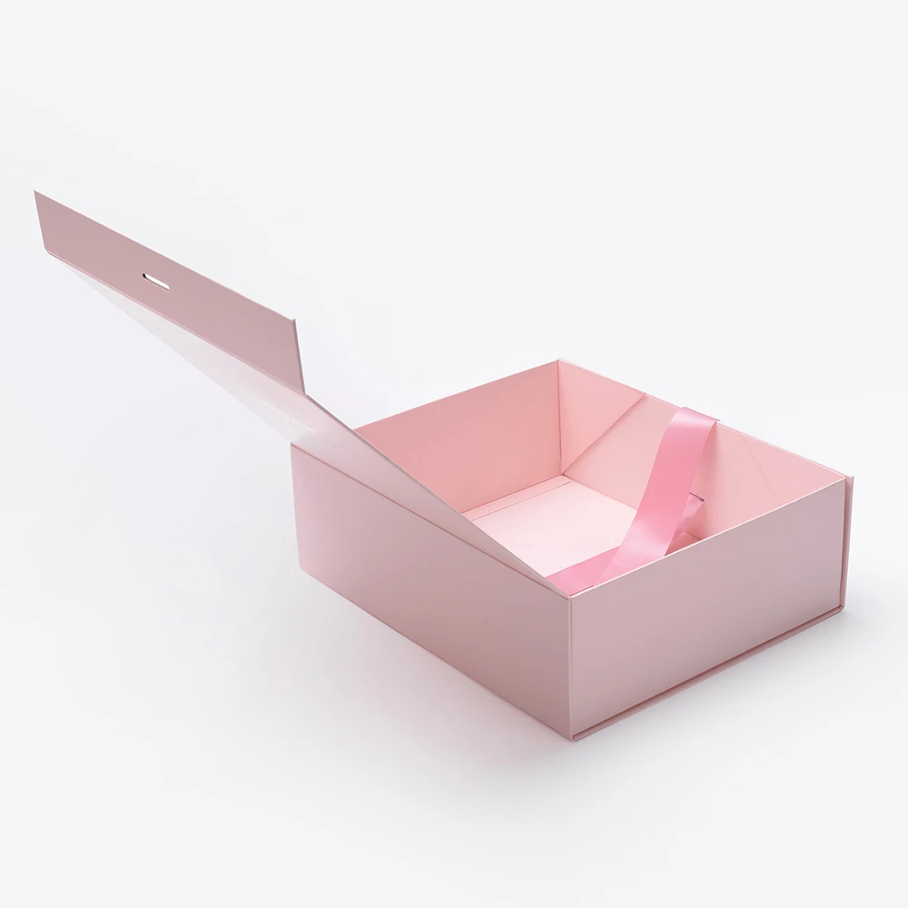 
Custom Cardboard Folding Gift Box With Ribbon Closure 