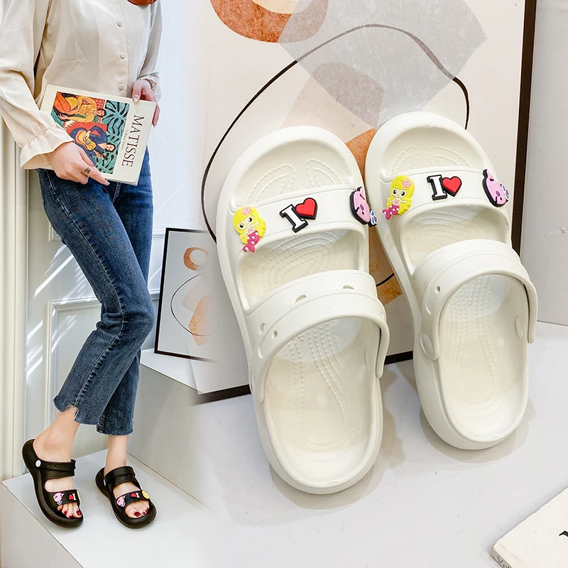 

2022 Summer new One word strap not tired feet sandal slippers soft and comfortable EVA flat sandals for women