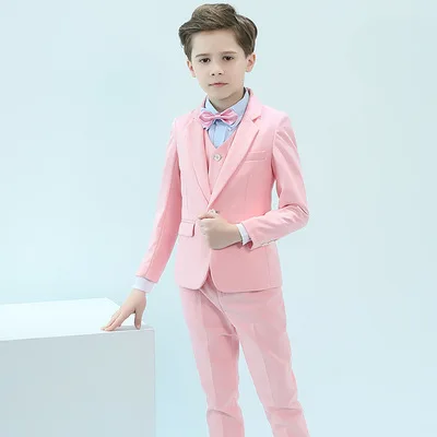 

Children's Party Clothes Suit Classic Plaid Kids Set 6 Pieces Boys Formal Suits Slim Fit with Blazer Pants Shirt and Bow Tie, 1-20