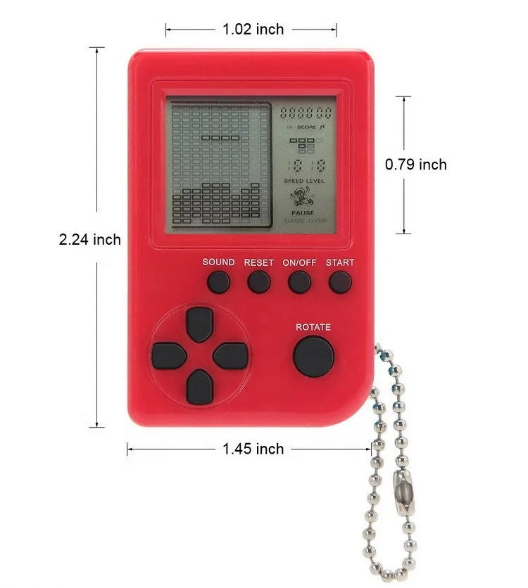 

Mini Classic Game Machine Children's Handheld Retro Nostalgic Console With Keychain Built-In 26 Games Rope, 5 color transparent & solid