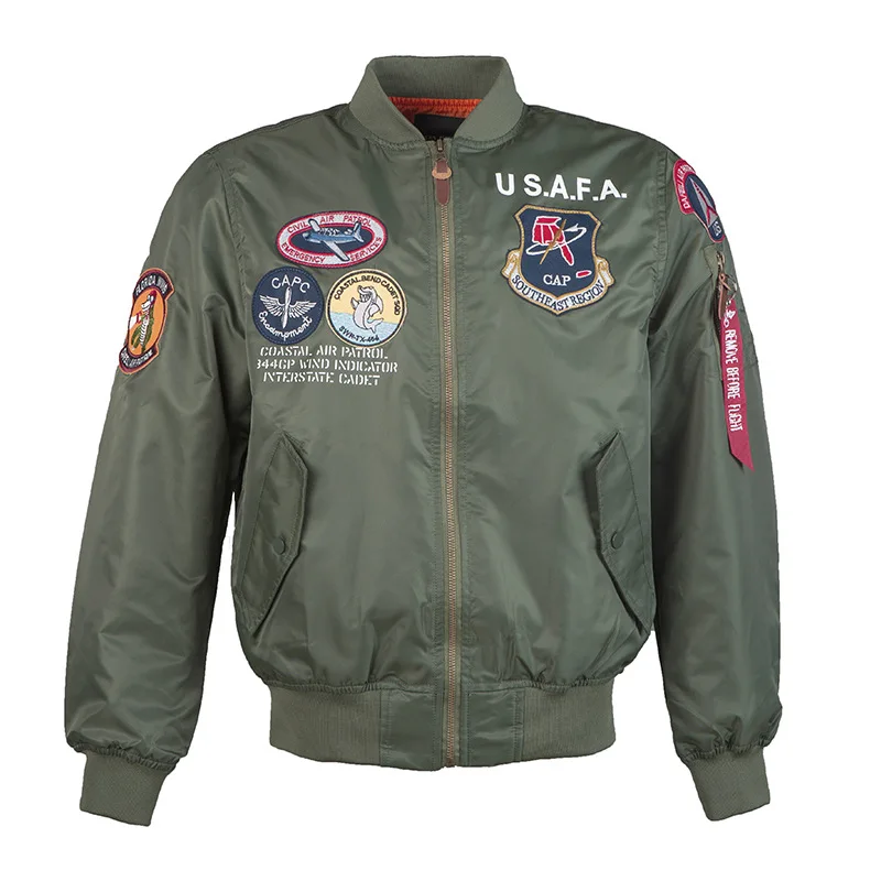 

Fashionable American men's wear spring thin Air Force pilot jacket insignia embroidery machine wind coat ma-1 bomber jacket