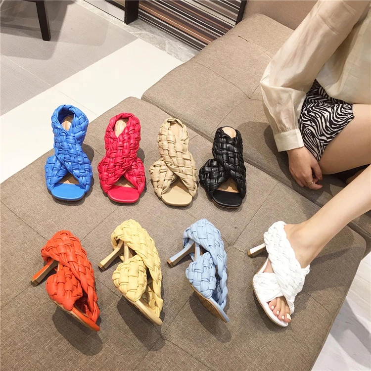 

New Braided sandals Women High Heels cross hand woven Gladiator sandals summer sexy party dress shoes female stilettos, As picture